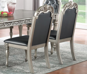 English Elm Majestic Formal Side Chairs Set of 2 — Tufted Upholstered Cushion Seats, Intricate Wood Frame Design Silver+Grey 21 L x 15 W x 45 H B011138658