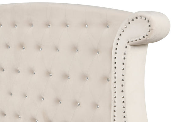 English Elm Sophia Crystal Tufted Full Bed In Cream - Luxurious Modern Glam Design With Sturdy Wood Frame B009S01055-GIGA