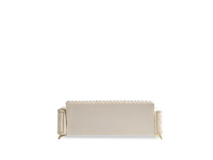 English Elm Luna 3Pc Modern Living Room Set In Ivory - Luxurious Velvet, Hidden Storage & Stylish Gold Legs B009S02053