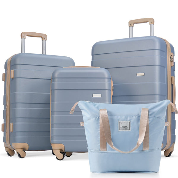 English Elm Luggage 4 Piece Abs Hardshell Set with Spinner Wheels Tsa Lock and Weekender Bag N726P218511C