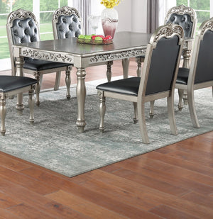 English Elm Traditional Formal Rubberwood Dining Set Seats Six Tufted Chairs Silver Grey Finish B011S00601