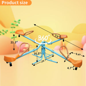 English Elm Outdoor Four Seat Spinning Seesaw Iron Swivel Teeter Totter for Backyard Play W1408126157