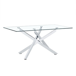 English Elm 39.37" Tempered Glass Rectangular Coffee Table with Powder-coated Metal Legs for Living Room W241120464