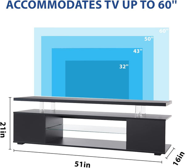 English Elm TV Stand Modern Contrast Engineered Wood Console for 60" TVs with LED, Ample Hidden Storage, Durable Design Black 55.51 L x 20.08 W x 6.3 H W2178138766