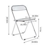 Hearth and Haven Gray Clear Transparent Folding Chair Chair Pc Plastic Living Room Seat Zdy-Hui-4 W370126711