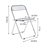 Hearth and Haven Gray Clear Transparent Folding Chair Chair Pc Plastic Living Room Seat Zdy-Hui-2 W370126675