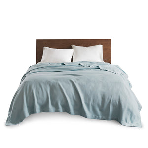 English Elm Blanket Luxurious Egyptian Cotton Twin Throw with Durable Pilling-Resistant Weave, Machine Washable Cozy Light Blue 15.75 L x 12.6 W x 3.15 H B03598563