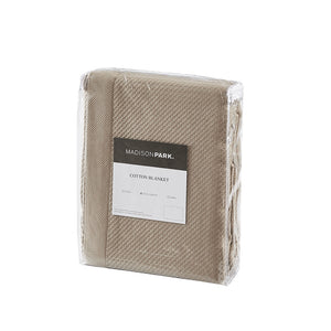 English Elm Blanket Madison Park Egyptian Cotton Twin Throw — Ultra-Soft White, Durable, Low-Pill, Machine-Washable Cozy Layering Option khaki 15.75 L x 12.6 W x 3.54 H B03598566