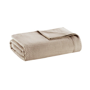 English Elm Blanket Madison Park Egyptian Cotton Twin Throw — Ultra-Soft White, Durable, Low-Pill, Machine-Washable Cozy Layering Option khaki 15.75 L x 12.6 W x 3.54 H B03598566