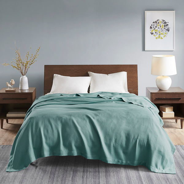 English Elm Blanket Egyptian Cotton Twin Throw Blanket, Ultra-Soft Durable Weave, Machine Washable Comfort Teal 15.75 L x 12.6 W x 3.54 H B03598575