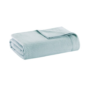 English Elm Blanket Luxurious Egyptian Cotton Twin Throw with Durable Pilling-Resistant Weave, Machine Washable Cozy Light Blue 15.75 L x 12.6 W x 3.15 H B03598563