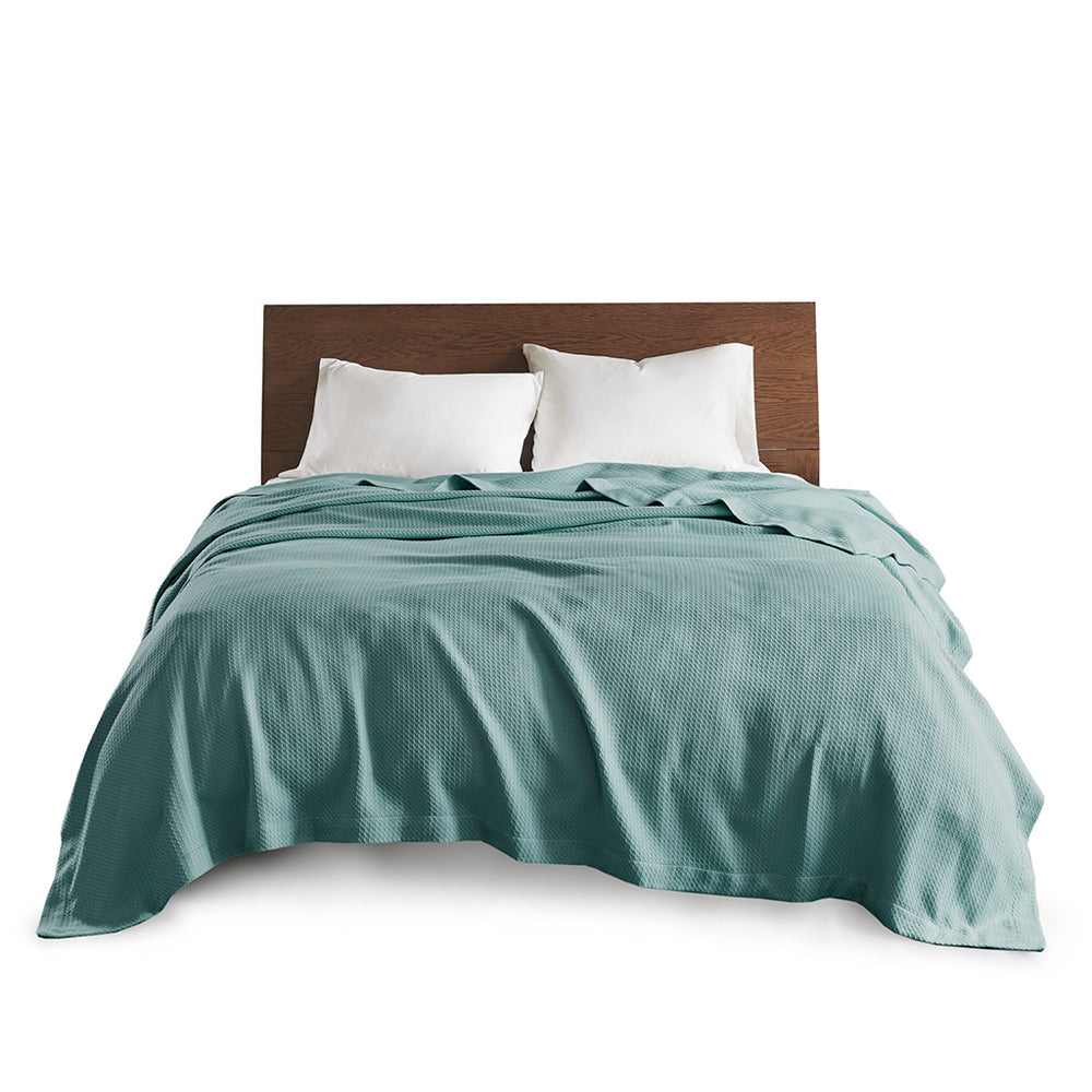 English Elm Blanket Egyptian Cotton Twin Throw Blanket, Ultra-Soft Durable Weave, Machine Washable Comfort Teal 15.75 L x 12.6 W x 3.54 H B03598575