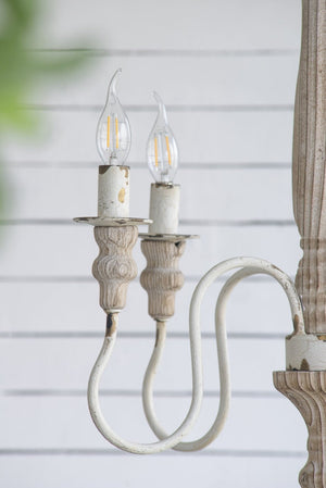 English Elm 4 Light Fir Wood Iron Chandelier Rustic Farmhouse Fixture for Dining Foyer Kitchen W2078138921