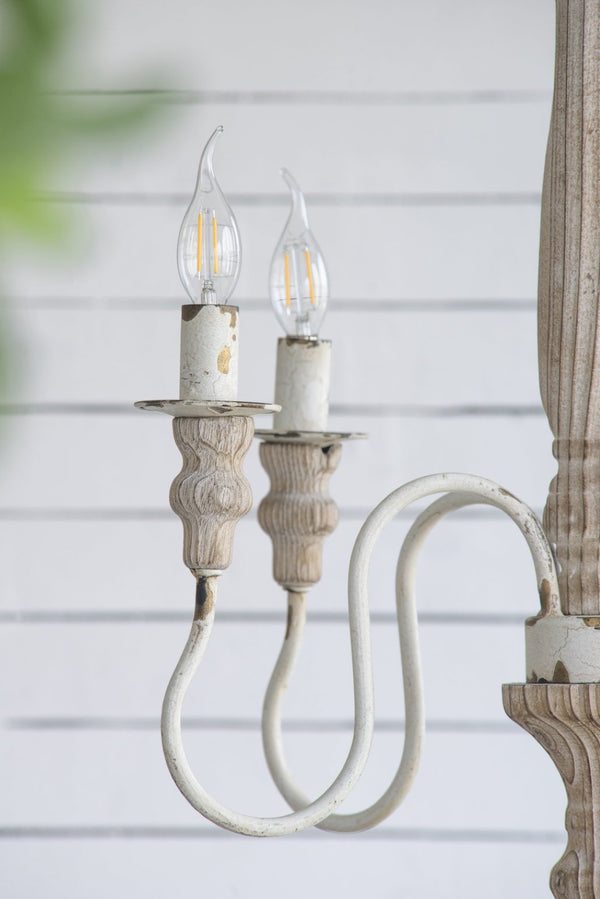 English Elm 4 Light Fir Wood Iron Chandelier Rustic Farmhouse Fixture for Dining Foyer Kitchen W2078138921