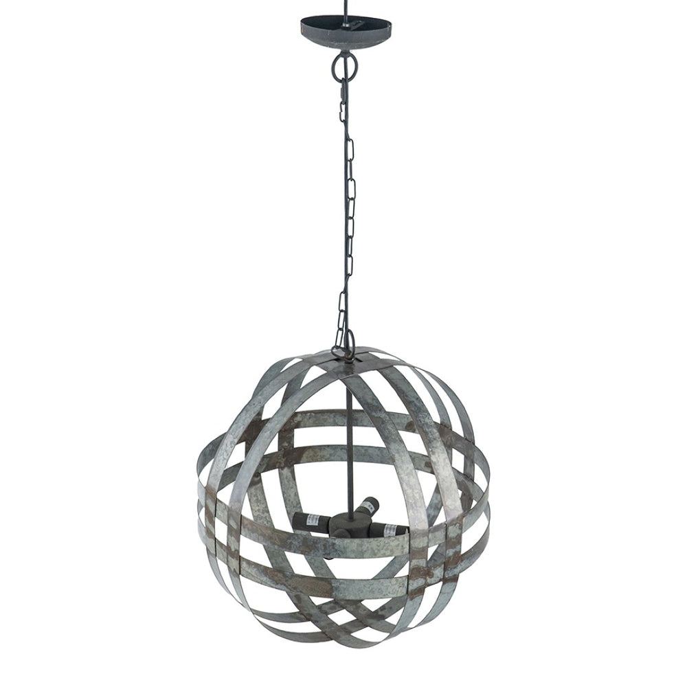 English Elm 4 Light Galvanized Steel Sphere Chandelier Antique Silver Finish for Dining Foyer W2078138929