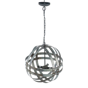 English Elm 4 Light Galvanized Steel Sphere Chandelier Antique Silver Finish for Dining Foyer W2078138929