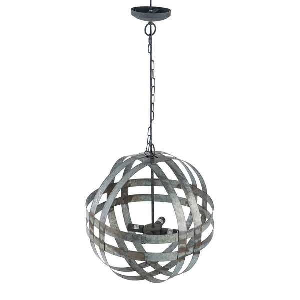 English Elm 4 Light Galvanized Steel Sphere Chandelier Antique Silver Finish for Dining Foyer W2078138929
