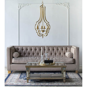 English Elm 4 Light Iron Chandelier Antique Gold Candelabra Arms Foyer Dining Entryway Fixture W2078138917