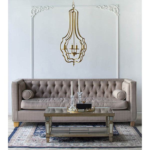 English Elm 4 Light Iron Chandelier Antique Gold Candelabra Arms Foyer Dining Entryway Fixture W2078138917