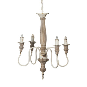 English Elm 4 Light Fir Wood Iron Chandelier Rustic Farmhouse Fixture for Dining Foyer Kitchen W2078138921