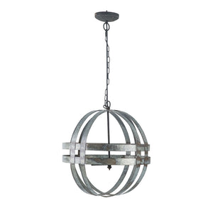 English Elm 4 Light Galvanized Steel Sphere Chandelier Antique Silver Finish for Dining Foyer W2078138929