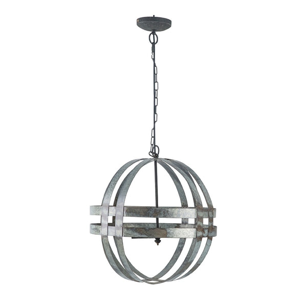 English Elm 4 Light Galvanized Steel Sphere Chandelier Antique Silver Finish for Dining Foyer W2078138929