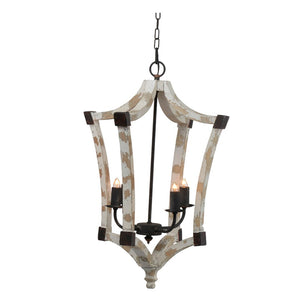 English Elm 4 Light Rustic Farmhouse Wood Chandelier Distressed White Fir Iron Dining Foyer W2078138927