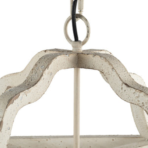 English Elm 4 Light Fir Wood Chandelier Distressed White Farmhouse Pendant for Dining Foyer W2078138918