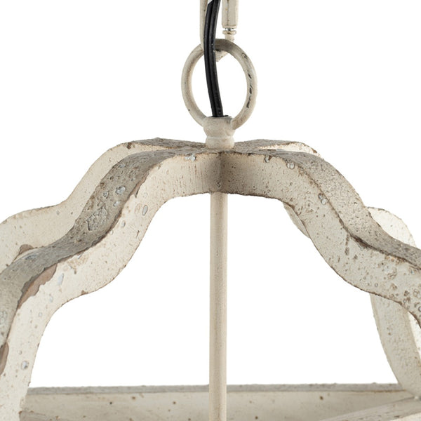 English Elm 4 Light Fir Wood Chandelier Distressed White Farmhouse Pendant for Dining Foyer W2078138918