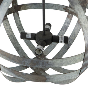 English Elm 4 Light Galvanized Steel Sphere Chandelier Antique Silver Finish for Dining Foyer W2078138929