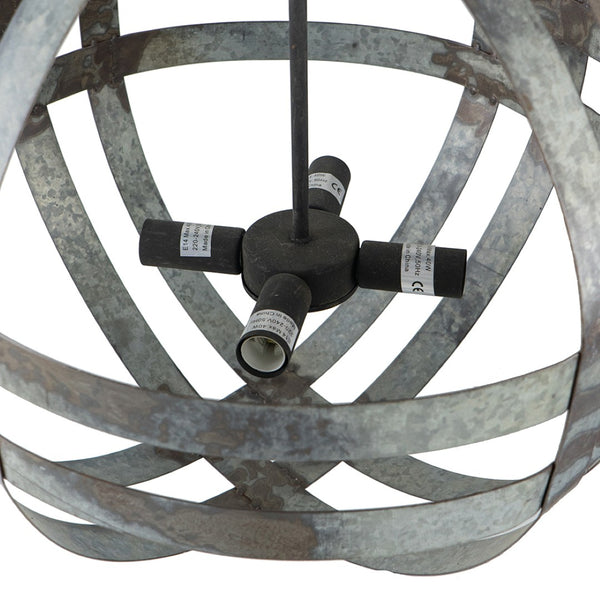 English Elm 4 Light Galvanized Steel Sphere Chandelier Antique Silver Finish for Dining Foyer W2078138929