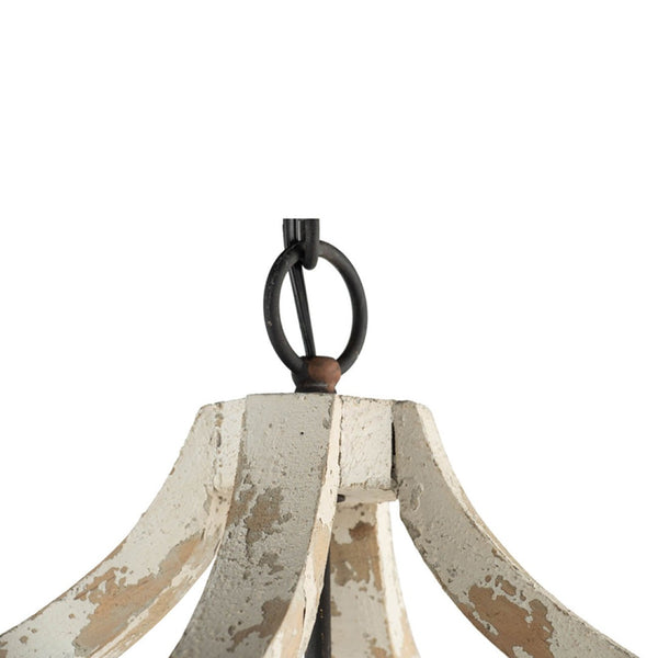 English Elm 4 Light Rustic Farmhouse Wood Chandelier Distressed White Fir Iron Dining Foyer W2078138927