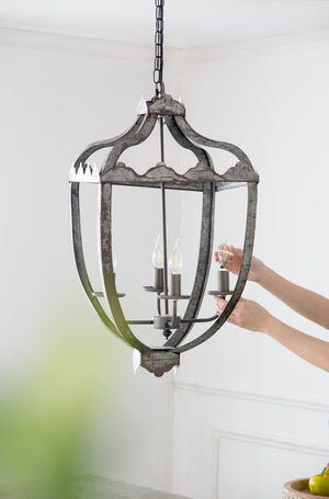 English Elm 4 Light Iron Candelabra Chandelier Rustic Vintage Farmhouse Foyer Dining Room W2078138923
