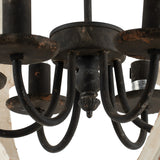 English Elm 6 - Light Wood Chandelier, Hanging Light Fixture With Adjustable Chain For Kitchen Dining Room Foyer Entryway, Bulb Not Included