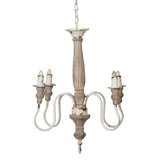 English Elm 4 - Light Wood Chandelier, Hanging Light Fixture With Adjustable Chain For Kitchen Dining Room Foyer Entryway, Bulb Not Included