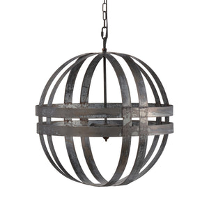 English Elm 4 Light Galvanized Steel Sphere Chandelier Antique Silver Finish for Dining Foyer W2078138929