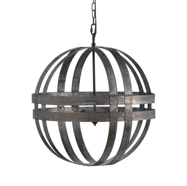 English Elm 4 Light Galvanized Steel Sphere Chandelier Antique Silver Finish for Dining Foyer W2078138929