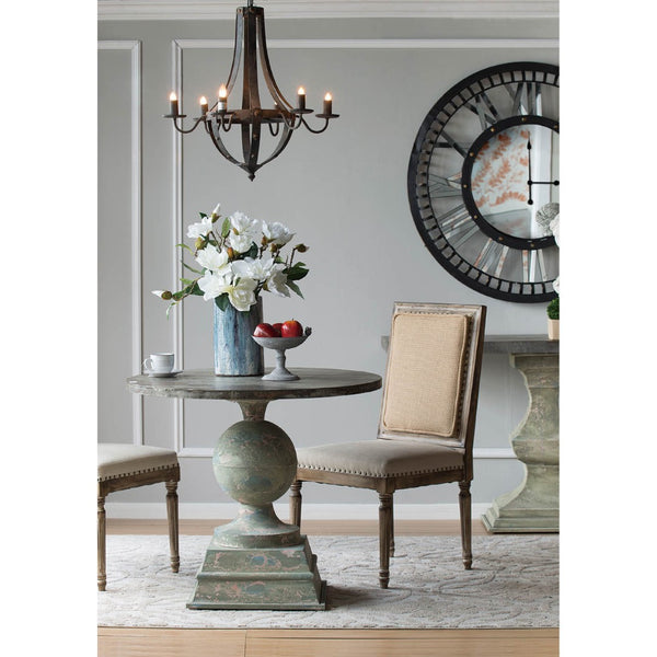 English Elm 6 Light Iron Chandelier Antique Black Candelabra Style Fixture for Dining Foyer W2078138933