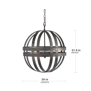 English Elm 4 Light Galvanized Steel Sphere Chandelier Antique Silver Finish for Dining Foyer W2078138929