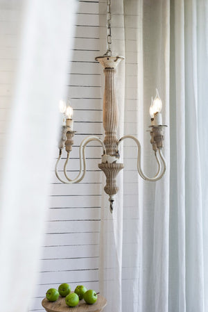 English Elm 4 Light Fir Wood Iron Chandelier Rustic Farmhouse Fixture for Dining Foyer Kitchen W2078138921