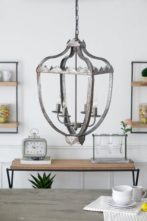 English Elm 4 Light Iron Candelabra Chandelier Rustic Vintage Farmhouse Foyer Dining Room W2078138923