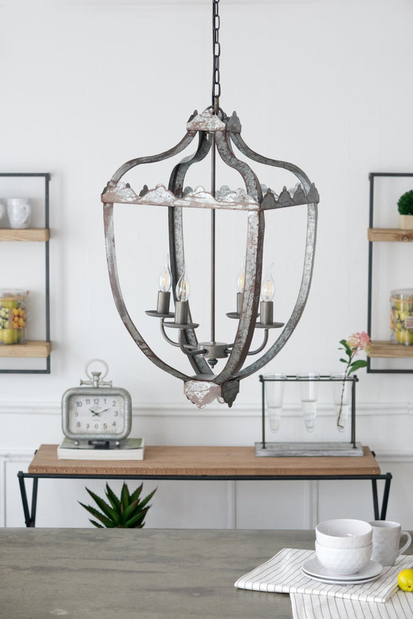 English Elm 4 Light Iron Candelabra Chandelier Rustic Vintage Farmhouse Foyer Dining Room W2078138923