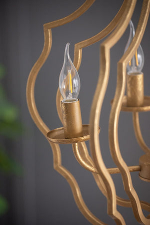 English Elm 4 Light Iron Chandelier Antique Gold Candelabra Arms Foyer Dining Entryway Fixture W2078138917