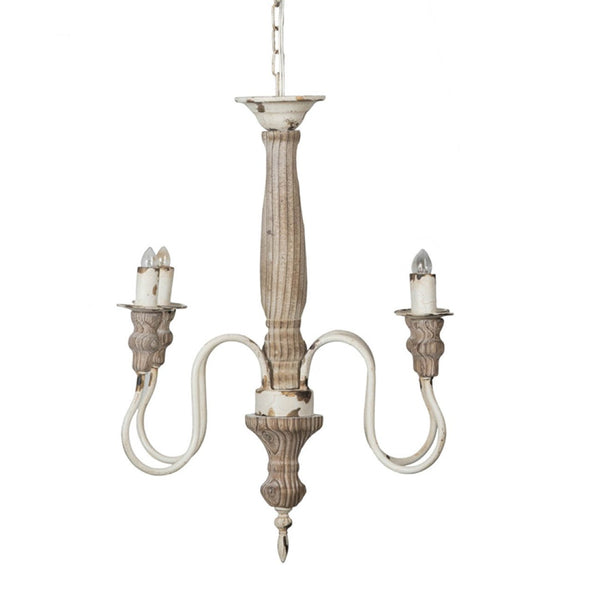 English Elm 4 Light Fir Wood Iron Chandelier Rustic Farmhouse Fixture for Dining Foyer Kitchen W2078138921