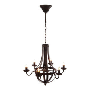English Elm 6 Light Iron Chandelier Antique Black Candelabra Style Fixture for Dining Foyer W2078138933