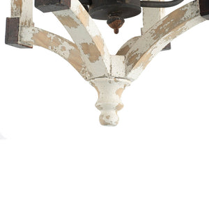 English Elm 4 Light Rustic Farmhouse Wood Chandelier Distressed White Fir Iron Dining Foyer W2078138927