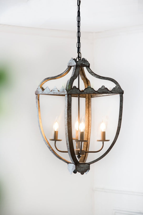 English Elm 4 Light Iron Candelabra Chandelier Rustic Vintage Farmhouse Foyer Dining Room W2078138923
