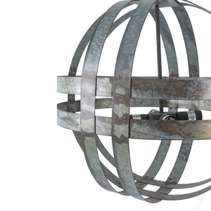 English Elm 4 Light Galvanized Steel Sphere Chandelier Antique Silver Finish for Dining Foyer W2078138929