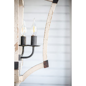 English Elm 4 Light Rustic Farmhouse Wood Chandelier Distressed White Fir Iron Dining Foyer W2078138927