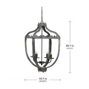 English Elm 4 Light Iron Candelabra Chandelier Rustic Vintage Farmhouse Foyer Dining Room W2078138923